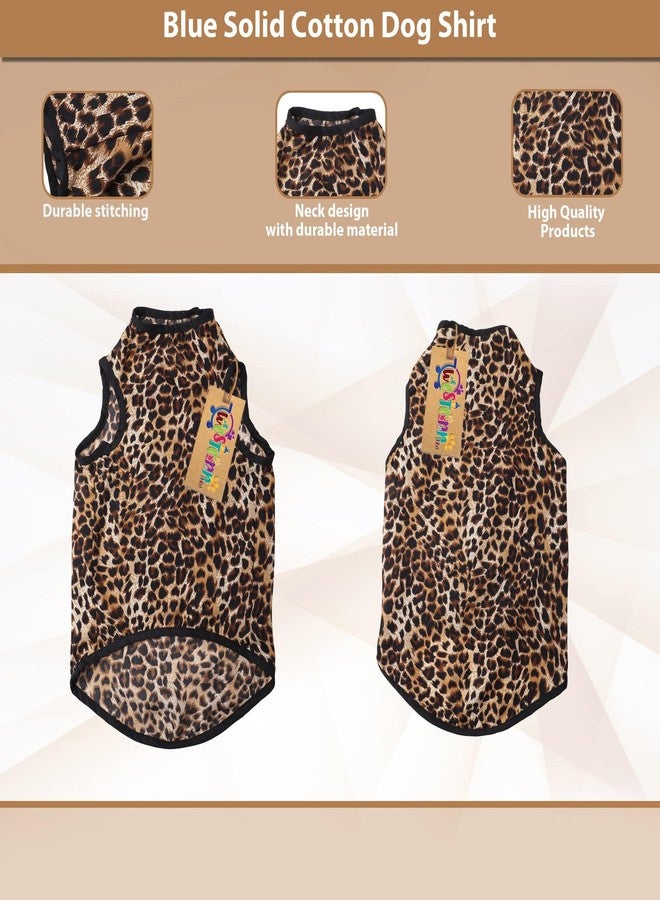 ويستيرن إرا تيشيرت قطني ناعم للكلاب بتصميم مستوحى من العصر الغربي | ملابس مريحة وجيدة التهوية للكلاب | طقم أنيق بدون أكمام للحيوانات الأليفة (بنقشة جلد النمر) (صغير) (14 بوصة) - Image 3